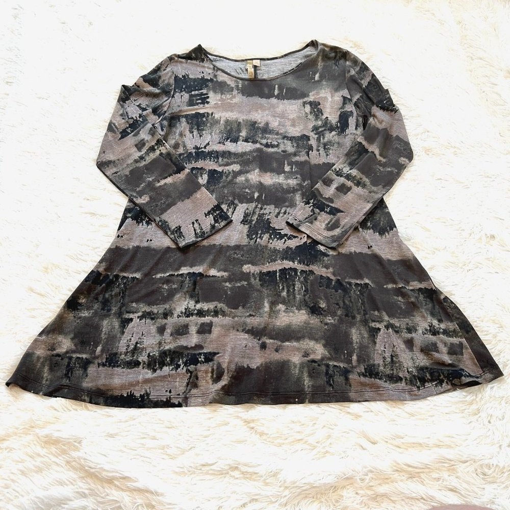 COmfy USA Dress Medium‎ Muted Colors Slinky Art to Wear Abstract Stretch 13277